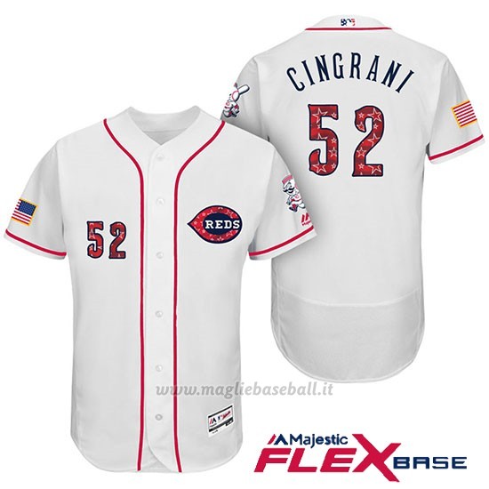 Maglia Baseball Uomo Cincinnati Reds 2017 Estrellas Y Rayas 52 Tony Cingrani Bianco Flex Base